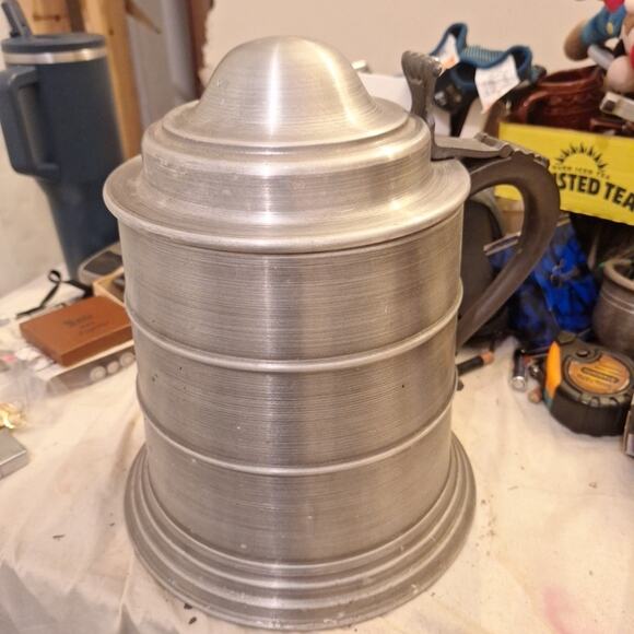 Pewter 10" Lidded Ice Bucket Tankard Top - Picture 2 of 5